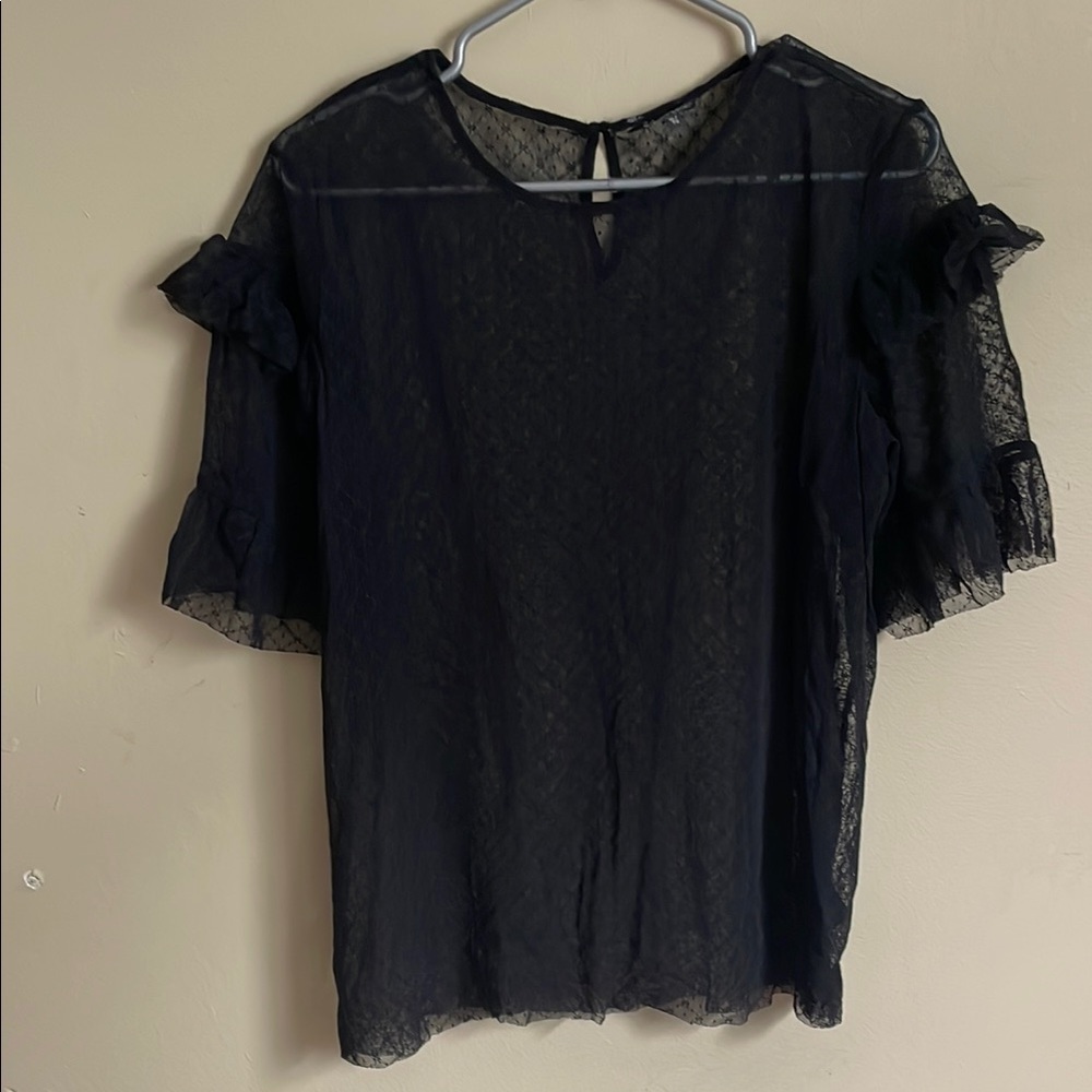 Elegant Black Sheer Women's Top (Bin M)
